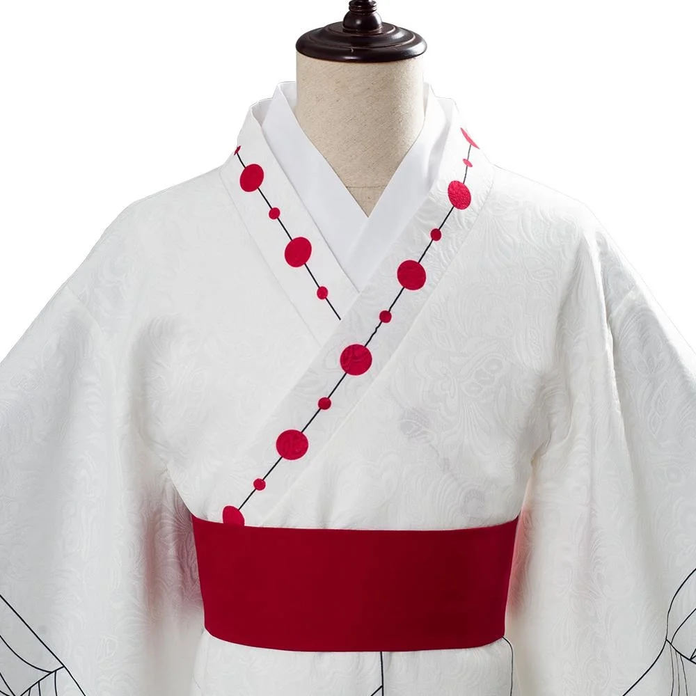 

Demon Slayer Kimetsu no Yaiba Rui Cosplay Costume Kimono Uniform White Dress Outfit Halloween Carnival Party Costume Adult