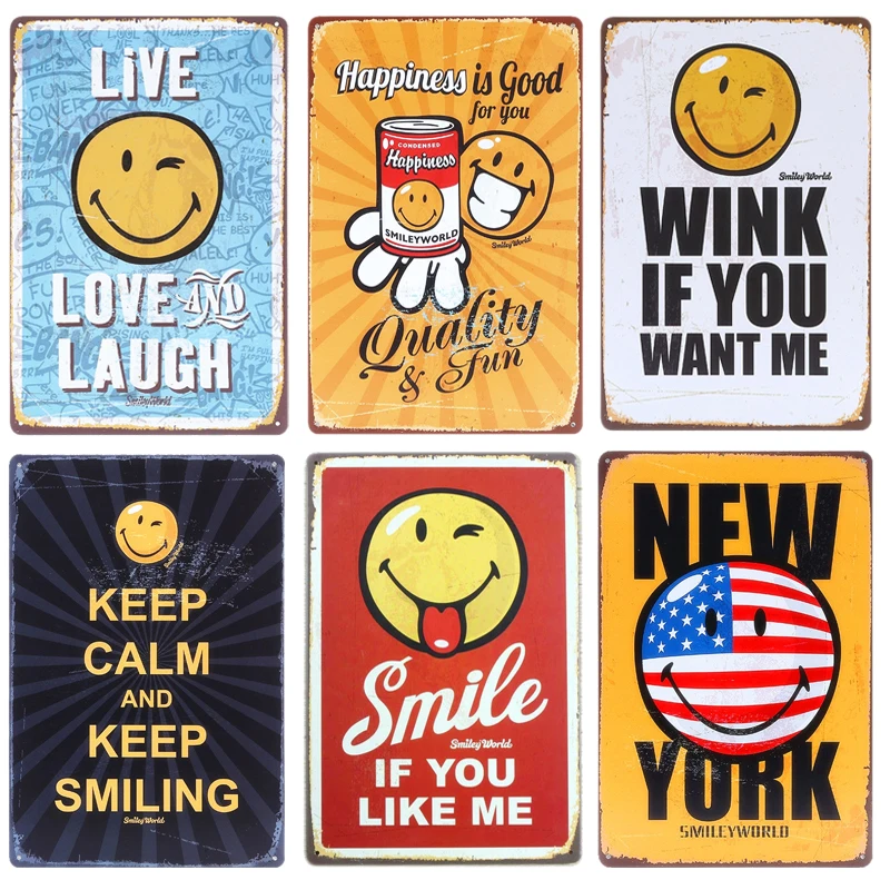 Винтажные жестяные плакаты SMILE IF YOU LIKE ME Настенный декор для бара паба кафе дома