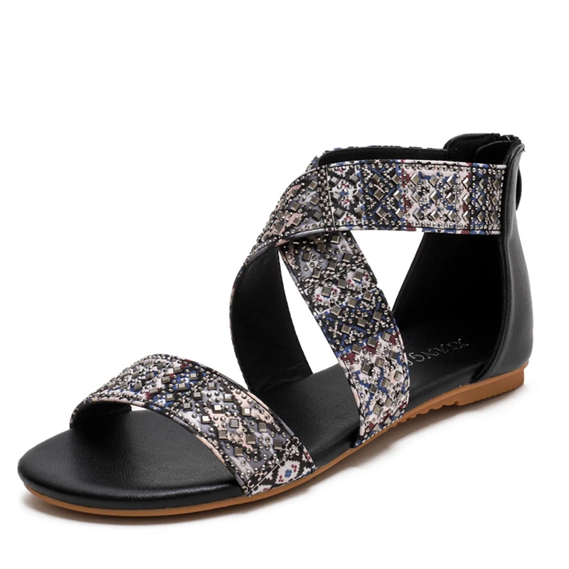 

2021 summer new fashion casual flat sandals Korean style trendy women's shoes sandals one word beach flat women sandals