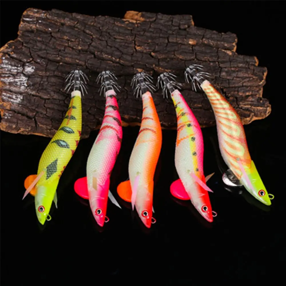 

21g 110mm Jigs Lifelike Lead Sinker Wood Shrimp Lures Fishing Tackle Squid Hook Octopus Bait