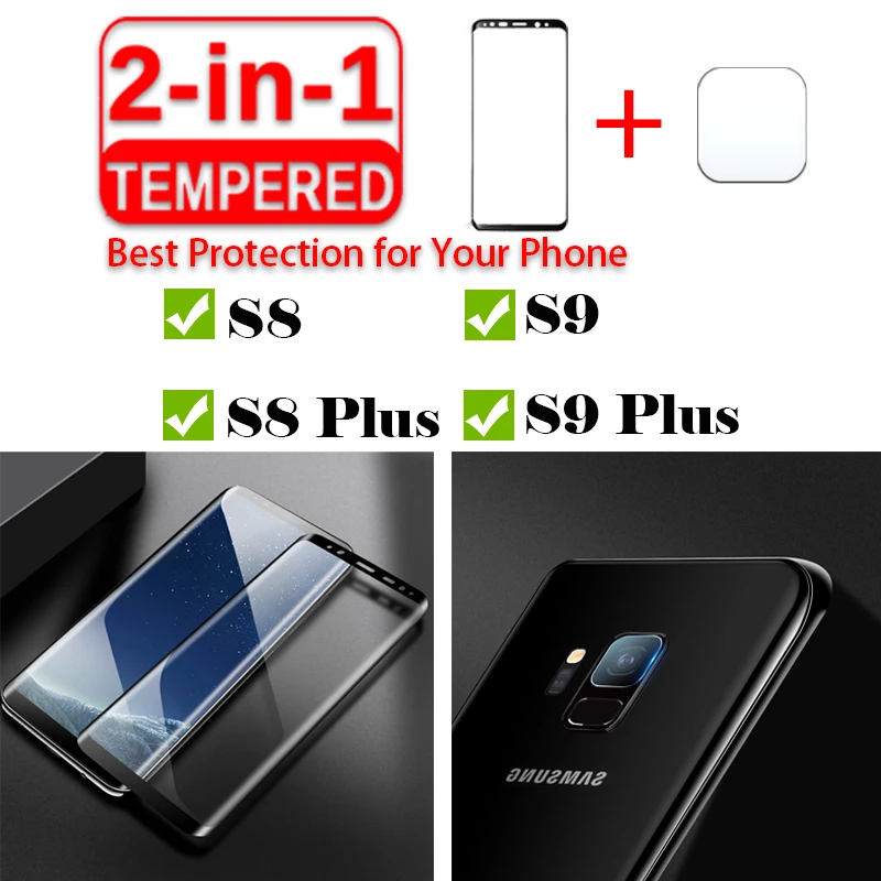 Защитное стекло 2 в 1 для Samsung galaxy s8 s9 plus Защитная пленка экрана с объективом камеры