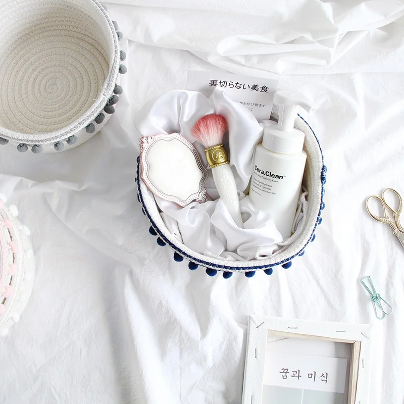 Уникальная плетеная шерстяная шариковая детская декоративная корзина для