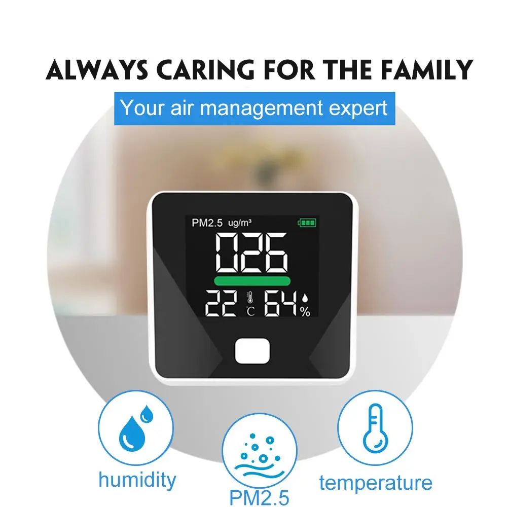 

Portable CO2 Meter Digital Temperature Humidity Sensor Tester Air Quality Monitor Carbon Dioxide TVOC Formaldehyde HCHO Detector