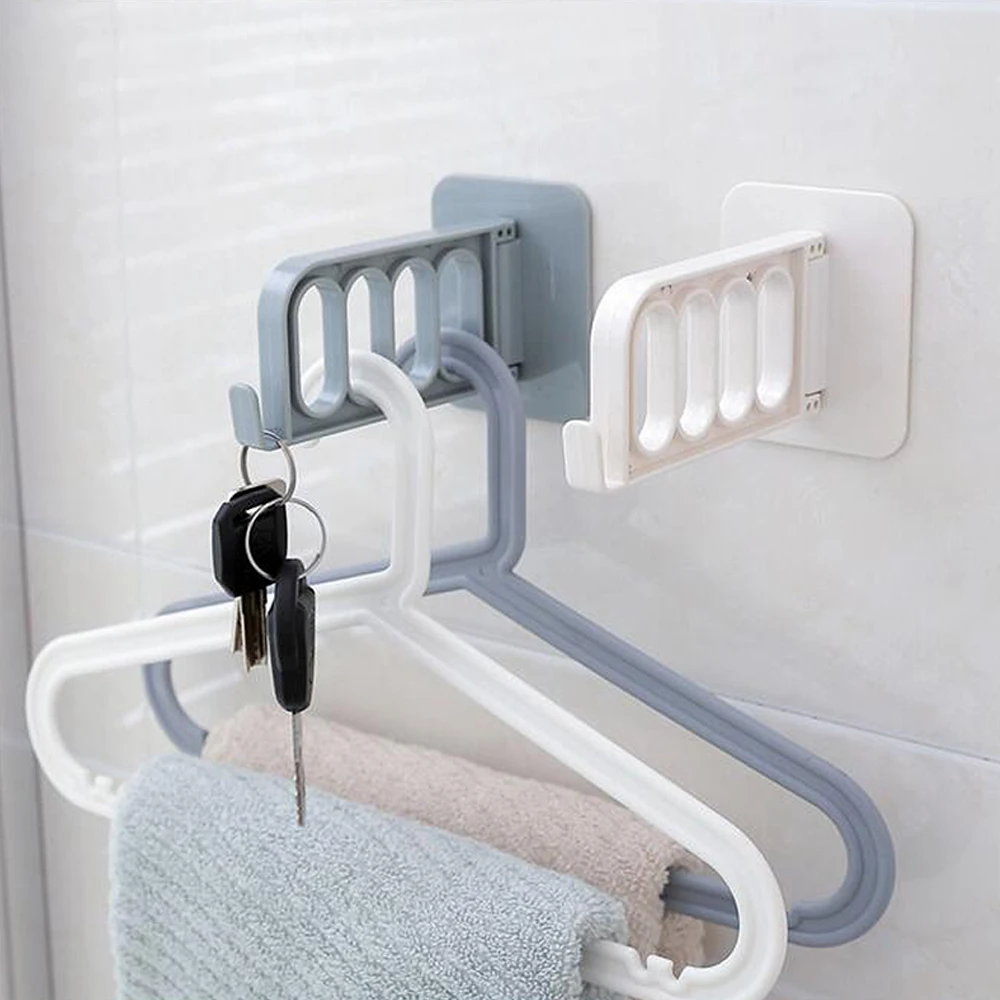 4 Hole Wall Mounted Clothes Hanger Rack Multi Function Self Adhesive Hanging Keys Hook Organizer 3 | Дом и сад