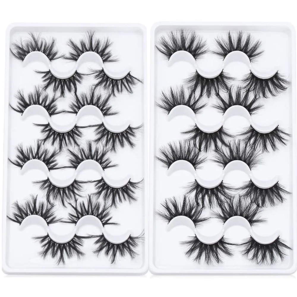 

8 Pairs 8D 25mm Mink False Eyelashes Handmade Multilayered Dramatic Long Wispies Fluffy Eyelashes Extension Eye Makeup Tools