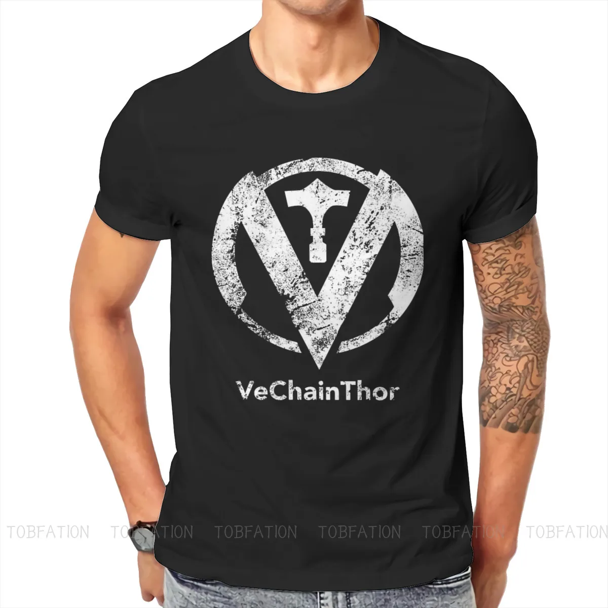 Криптовалюта VTHO Токен VeThor футболка с круглым воротником Vechain криптовалюты