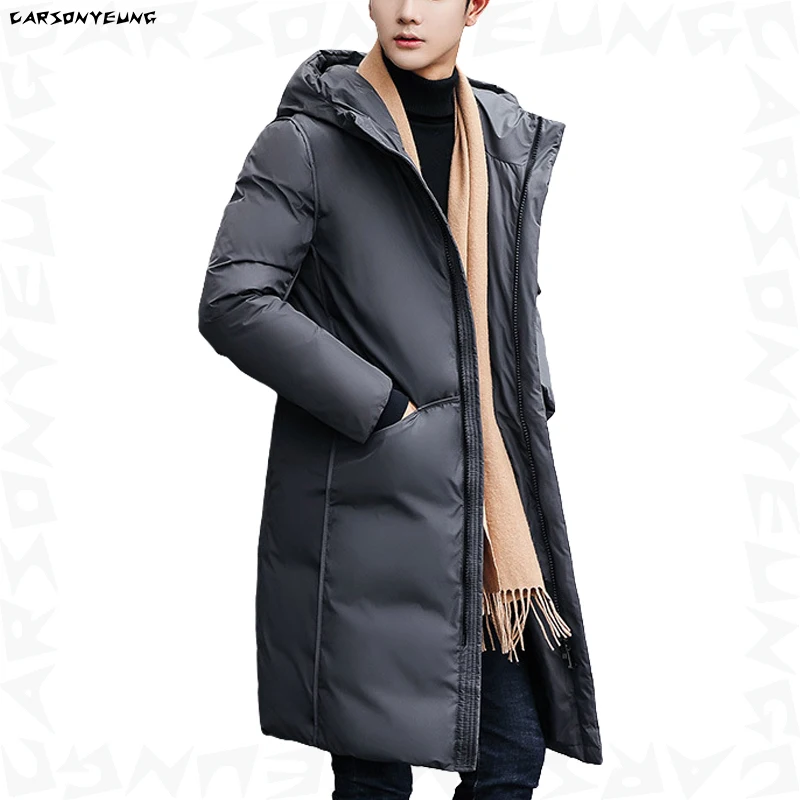 Мужская куртка на белом утином пуху теплая Толстая длинная - Цена: 2890.54