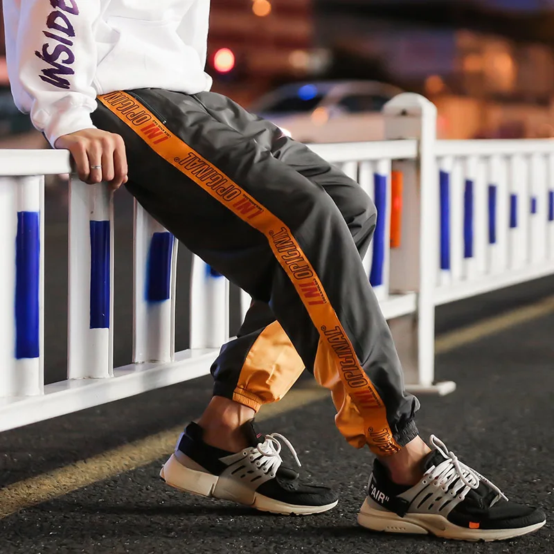 SingleRoad мужские шаровары Хип хоп Японская уличная одежда брюки карго в полоску