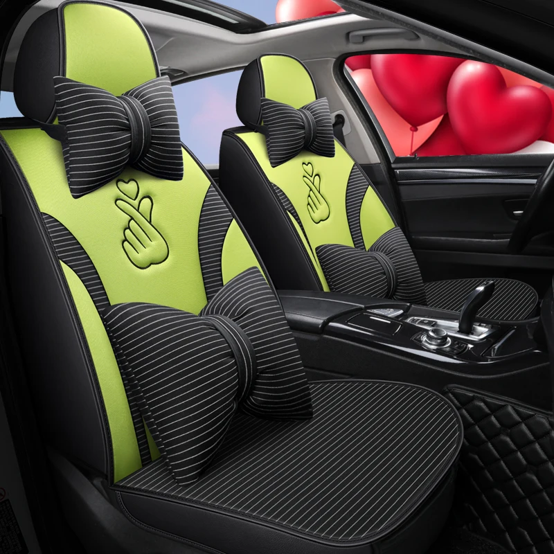 Full Coverage PU Leather car seat cover flax fiber auto seats covers for Mercedes benz aclass cla c slc slk cls e cl class | Автомобили и