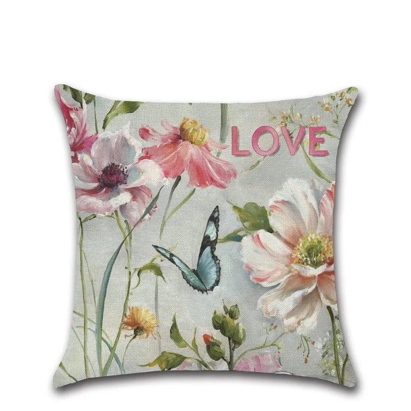 Наволочки для подушек с цветочным принтом и птицами дешевые хлопковые льняные