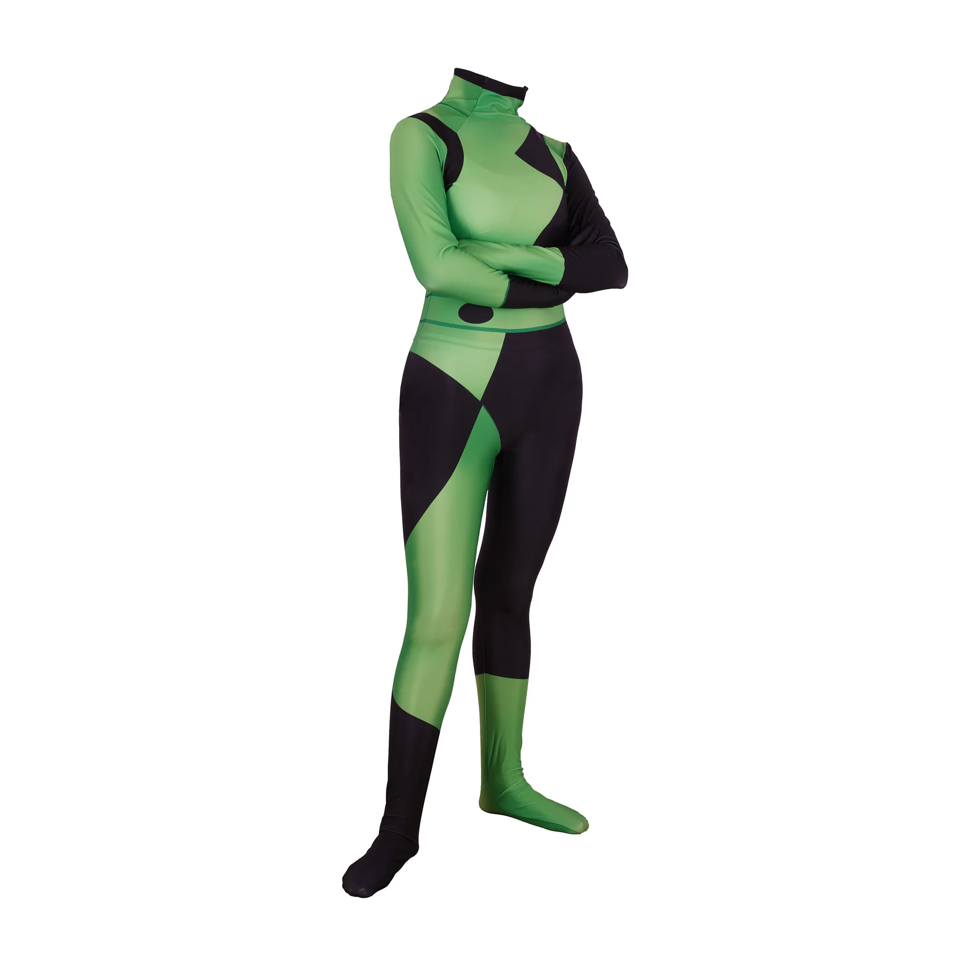 VIP FASHION Hot Sales Movie Super Villain Kim  Female Shego Costume Lycra Spandex Halloween Cosplay Shego Women BodySuit