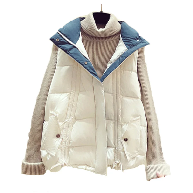 

Зимний хлопковый жилет, пальто для женщин, новинка 2021, белый, черный, синий, повседневный Топ, Корейская версия, модный короткий теплый жилет,...