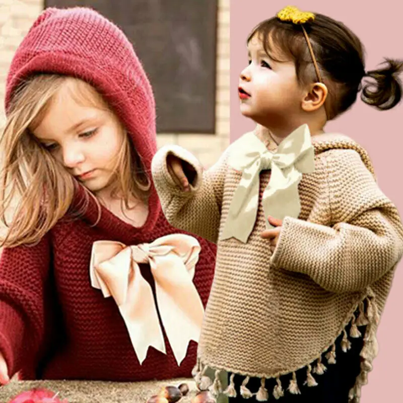 Вязаное пальто с бахромой для маленьких девочек куртка верхняя одежда накидка