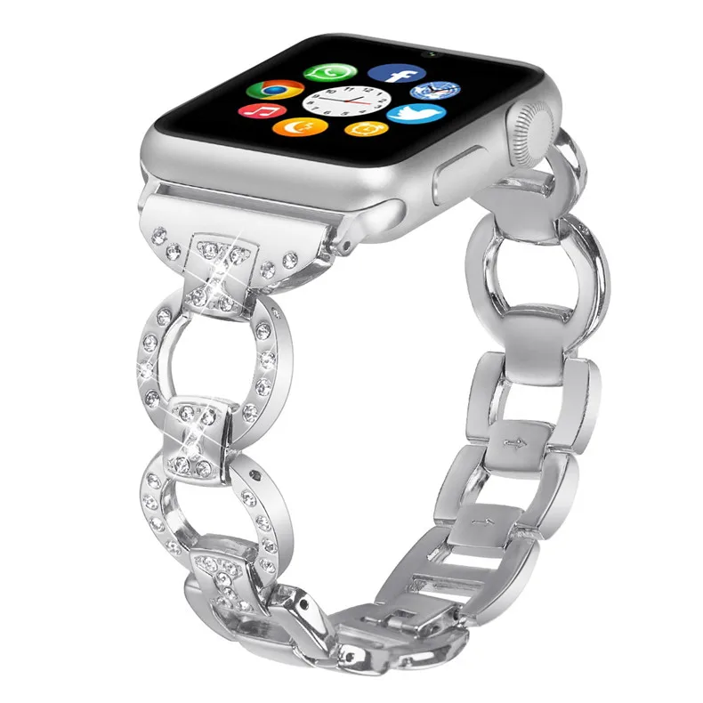 Ремешок для Apple Watch band 38 мм роскошный классический браслет с кристаллами IWatch SE 42 40
