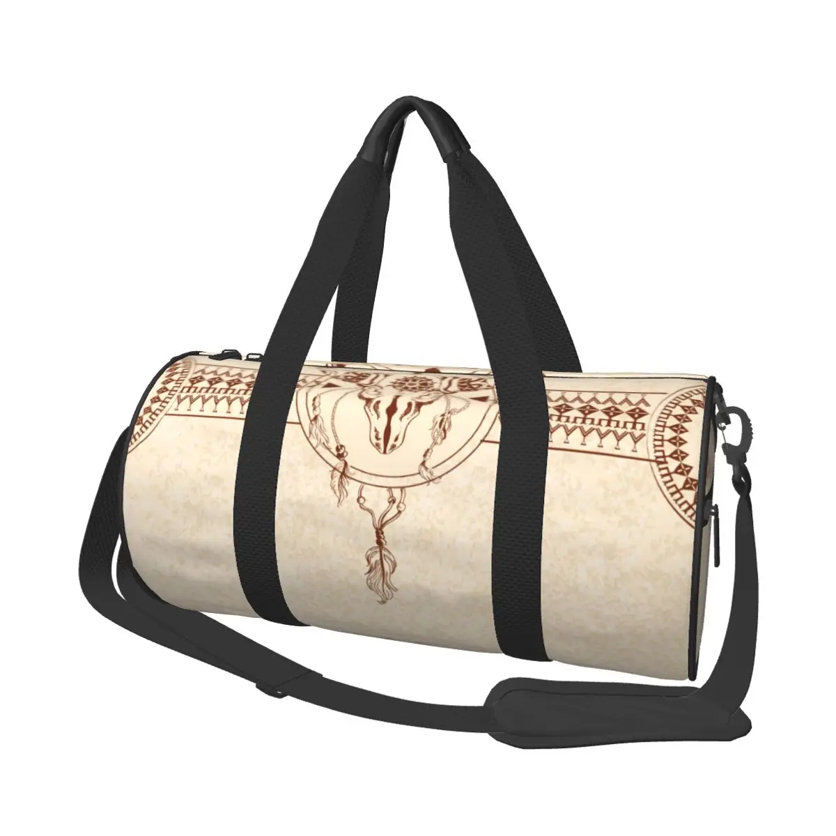 

Travel Bag Tribal Bull Skull Owl Animal Traditional Totem Weekend Duffle Bag Fashion Multifunctional Hand Luggage Shoulder Bag