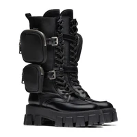 fashion season shoes italy brushed rois leather nylon boots military inspired combat boots removable nylon pouches