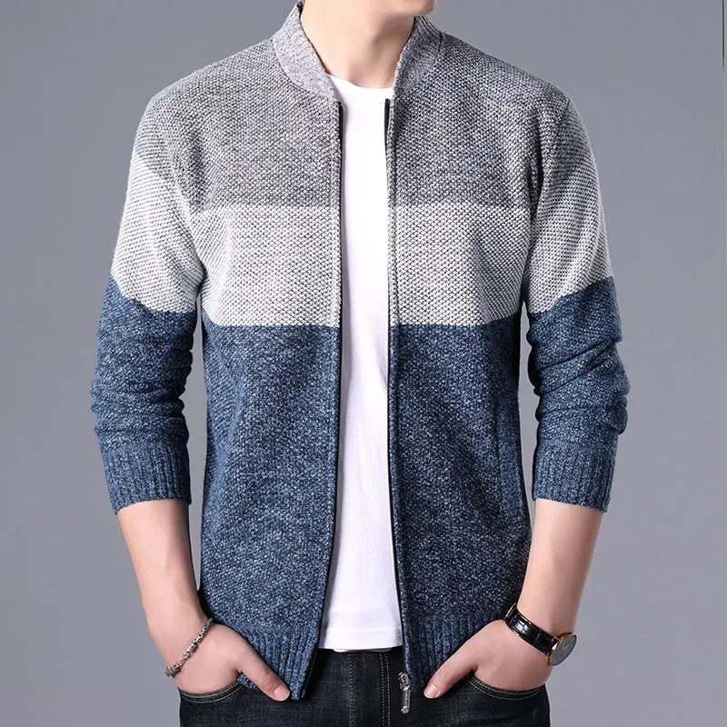 

Autumn Winter Fashion Mens Sweaters Patchwork Knitted Cardigan Coats Clothing Man's Knitwear Sweatercoats Tops Outerwear