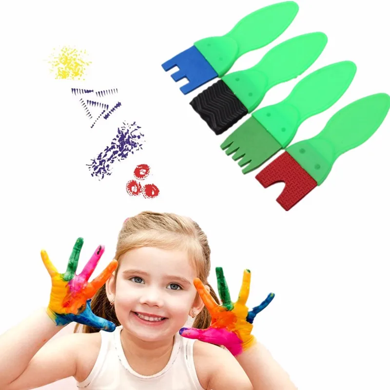

DIY 4Pcs/Set Kids Children Drawing Doodle Painting Seal Sponge Brush Paint Brush Birthday Gifts Art Supplies