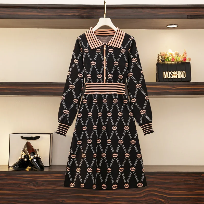 

Autumn Winter French Vintage Small Fragrance Knitted Sweater Dress Women Long Sleeve Mini Dress Korean Fashion Casual Robe Femme