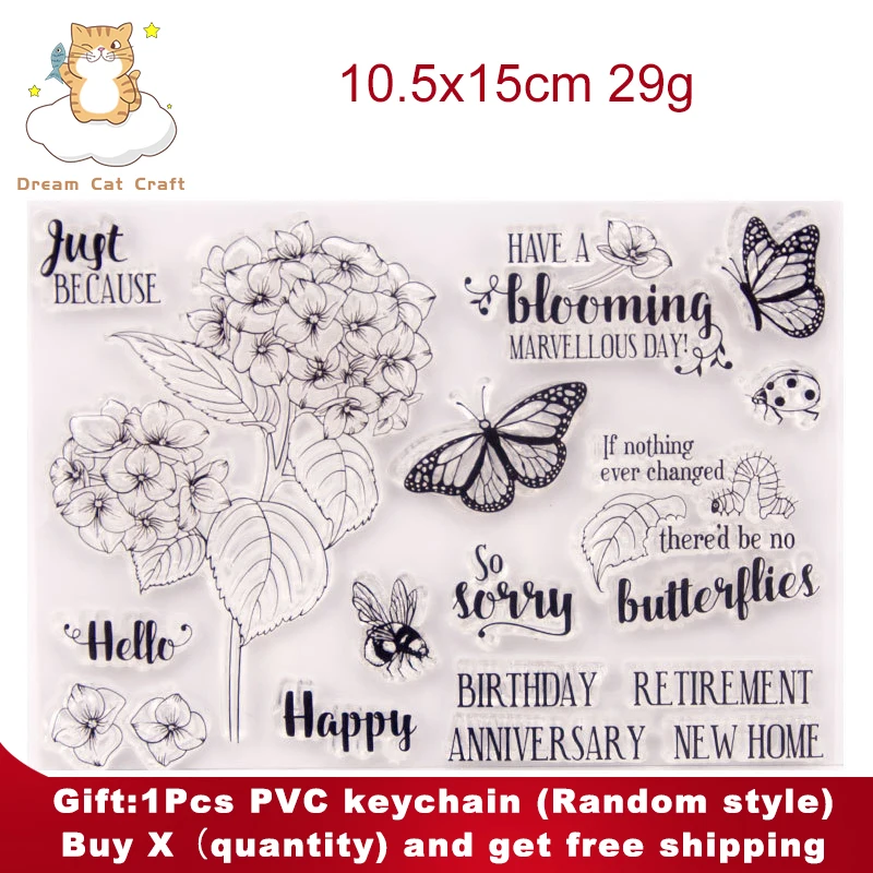 

Новинка бабочки цветы прозрачный штамп сделай сам Скрапбукинг карточка альбом бумага крафт Резина прозрачный силиконовый штамп карточка И...