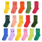 Носки женские хлопковые с вышивкой фруктов, в стиле ретро, теплые, желтые, фиолетовые