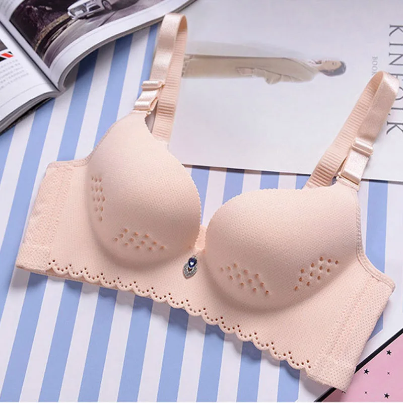 

Elovegirl Seamless Bras for Women Push Up Wire Free Adjustable Sexy Bra Straps Bright Lingerie Bras Solid Breathable Underwear