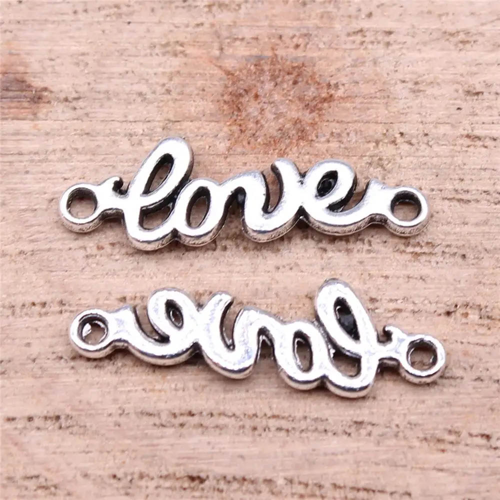 

Love Connector Charms For Jewelry Making Findings Handmade DIY Craft 40pcs Antique Silver Color 21x7mm
