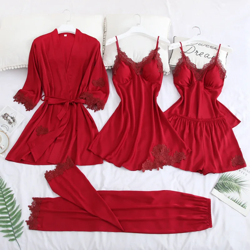 Комплект атласных халатов сексуальный Свадебный банный халат для невесты