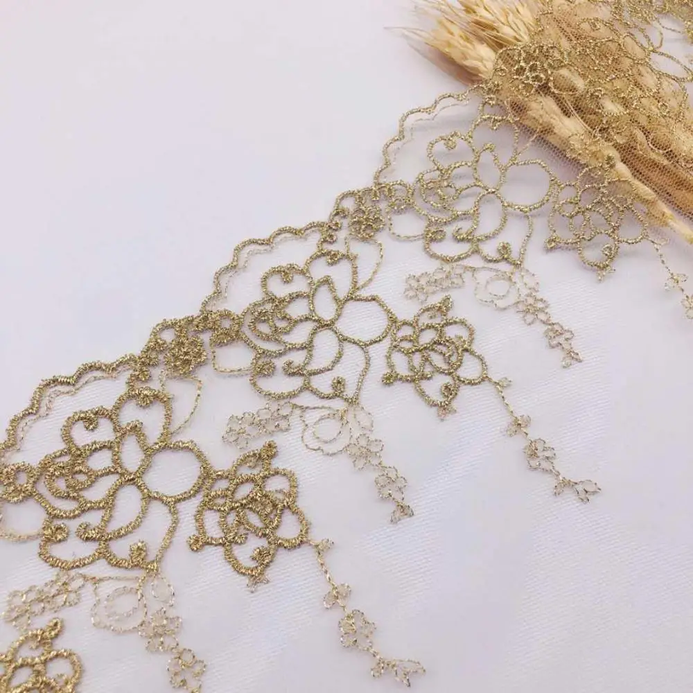 5 ярдов 15 9 см мягкая искусственная золотая нить ткань из полиэстера вышивка шитье