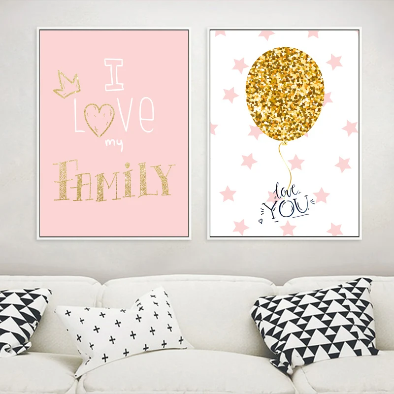 Любовь постер розовые звезды мультфильм холст печать Лебедь Искусство Постеры