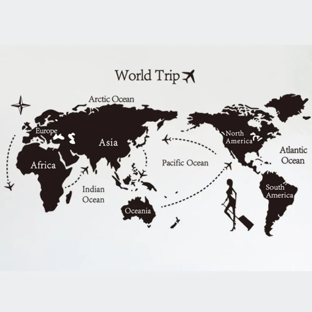 Карта мира виниловые наклейки на стену ПВХ DIY самоклеющиеся для детской спальни