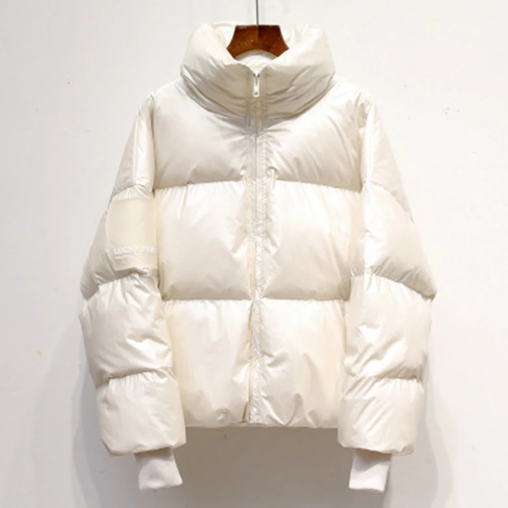 Зимняя женская куртка однотонная парка с воротником-стойкой пальто теплое