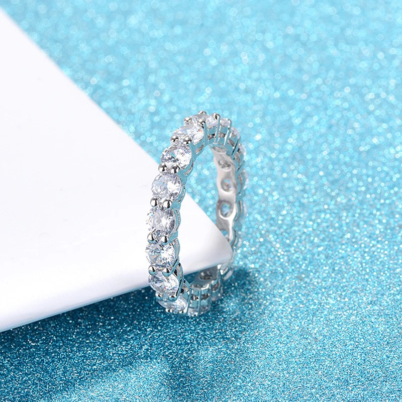 

Round Zircon 925 Silver Women's Ring Fashion Simple Platinum Ladies Ring Zirconia Ring Wedding Engagement Trendy Jewelry