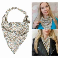 Bohemian floral print scrunchies triangle bandana hair elastic hair scarf For female hairbands accessories K9T3