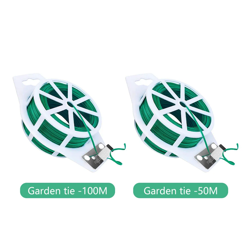 

50/100M Garden Cable Tie Gardening Reusable Plant Flower Wire Cable With Slicer Sturdy Multifunctional Plastic Steel Twist Tie