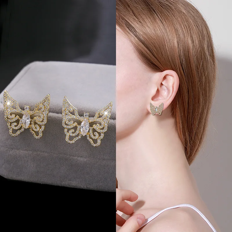 

Korea Fashion Butterfly Earrings Ear hook Ear Clips Women Girls Jewelry Crash Landing on Love Earrings Unusual