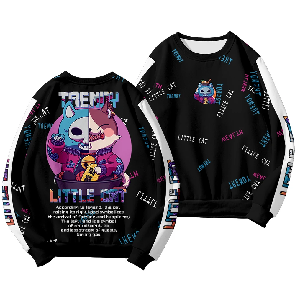 

Original Anime Little Cat Harajuku Crewneck Sweatshirts Men Casual Brand Sweatshirt Women Tracksuit Hip Hop Hoodies Plus Size