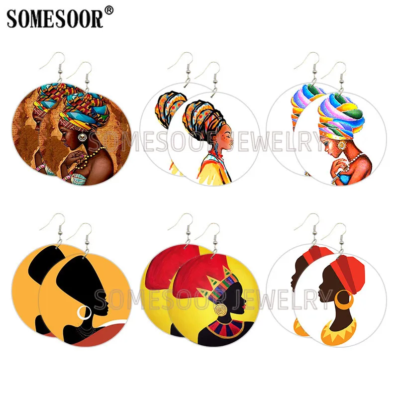 SOMESOOR афро тюрбан женские деревянные висячие серьги в африканском стиле В