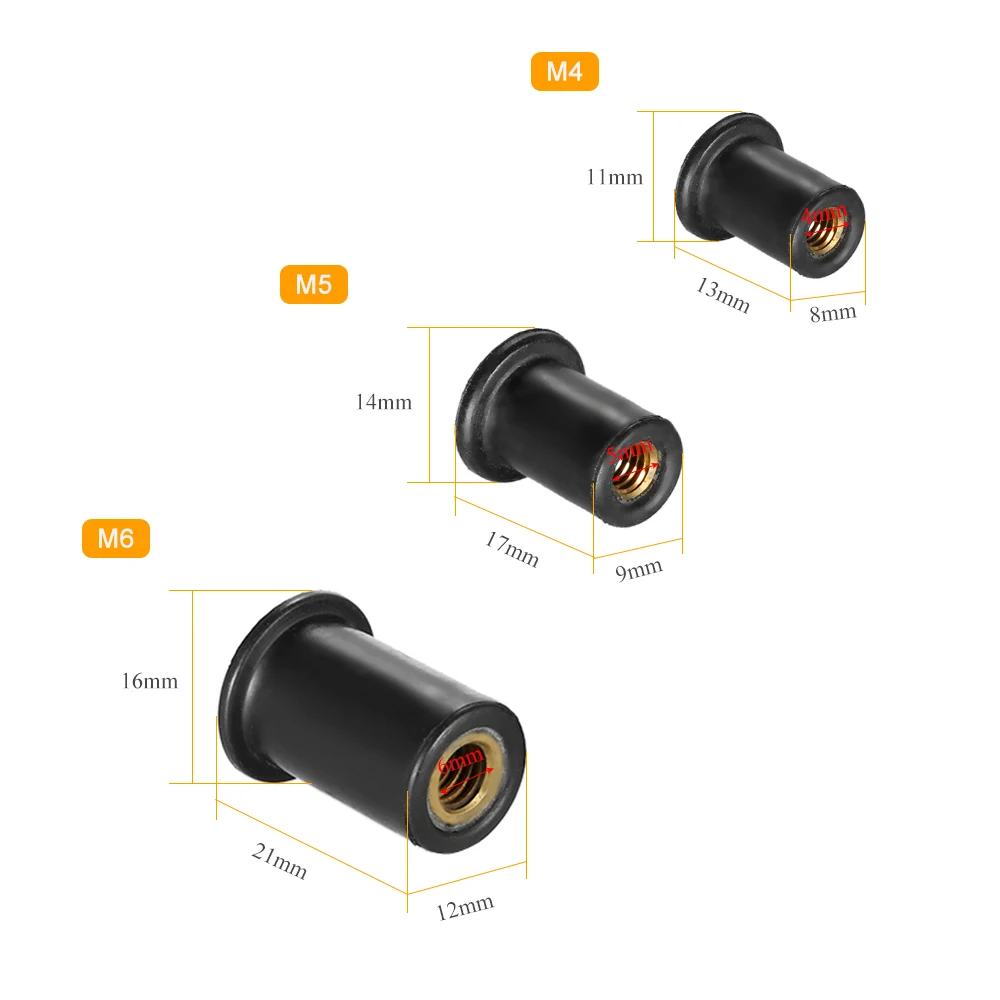 6 шт. M4/M5/M6 Резиновые крепежные гайки для Каяка лодки оборудование монтажа