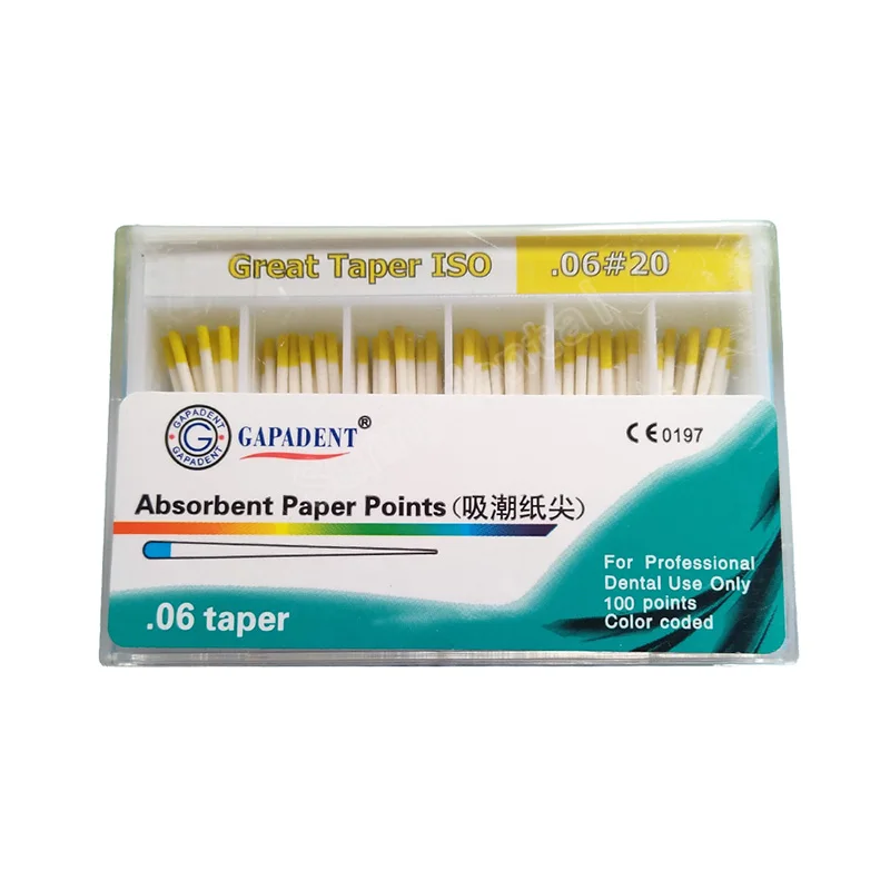 0 06 конические стоматологические абсорбирующие бумажные точки 100 шт./кор. 25 #