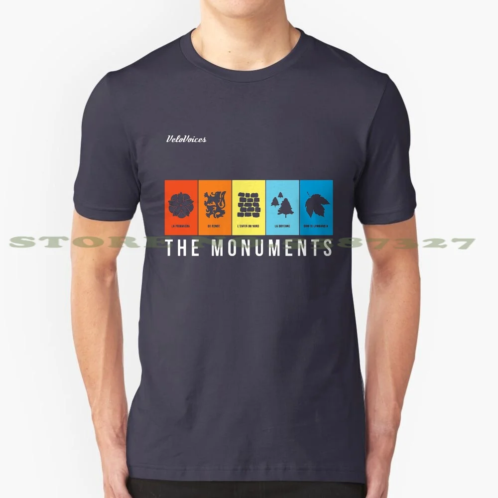 

The Monuments Cool Design Trendy T-Shirt Tee Classics Cycling Pro Cycling Monuments Liege Bastone Liege Milan San Remo Paris