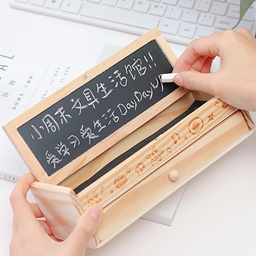 Чехол для карандашей с деревянной доской двухслойный мальчиков и девочек