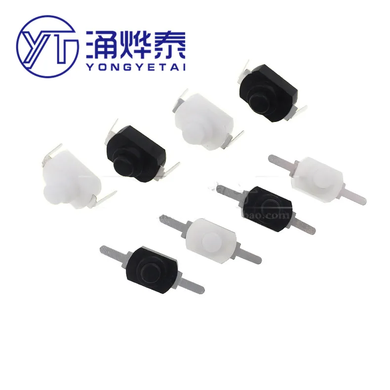 

NEW 10PCS 1208YD 1288BM 2Pin flat black flashlight switch 2-pin flashlight button