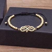 fashion sweet elegant gold heart shape beads handmade bracelet adjustable romantic anniversary zircon gift jewelry for mom women