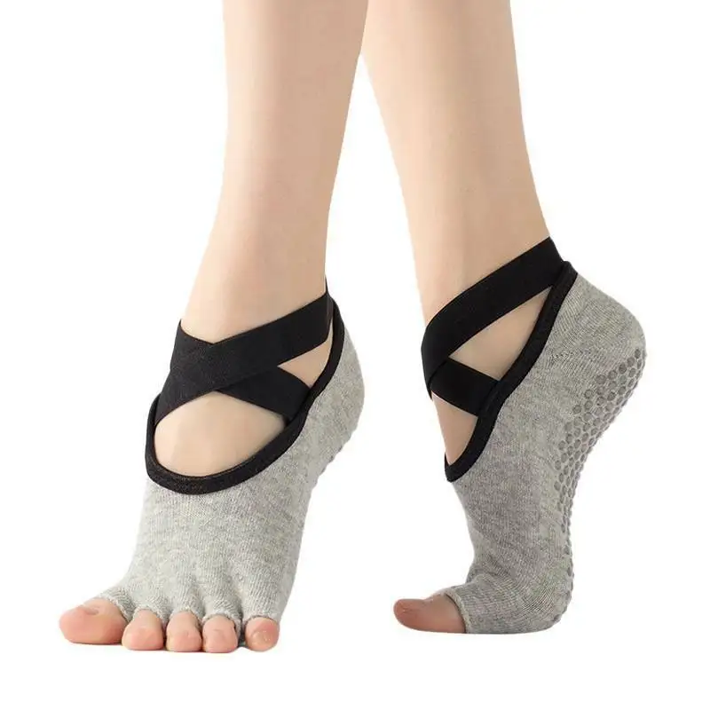 

Womens Yoga Socks Ladies Dance Ballet Non Slip Half Toe Socks Gyms Sports New