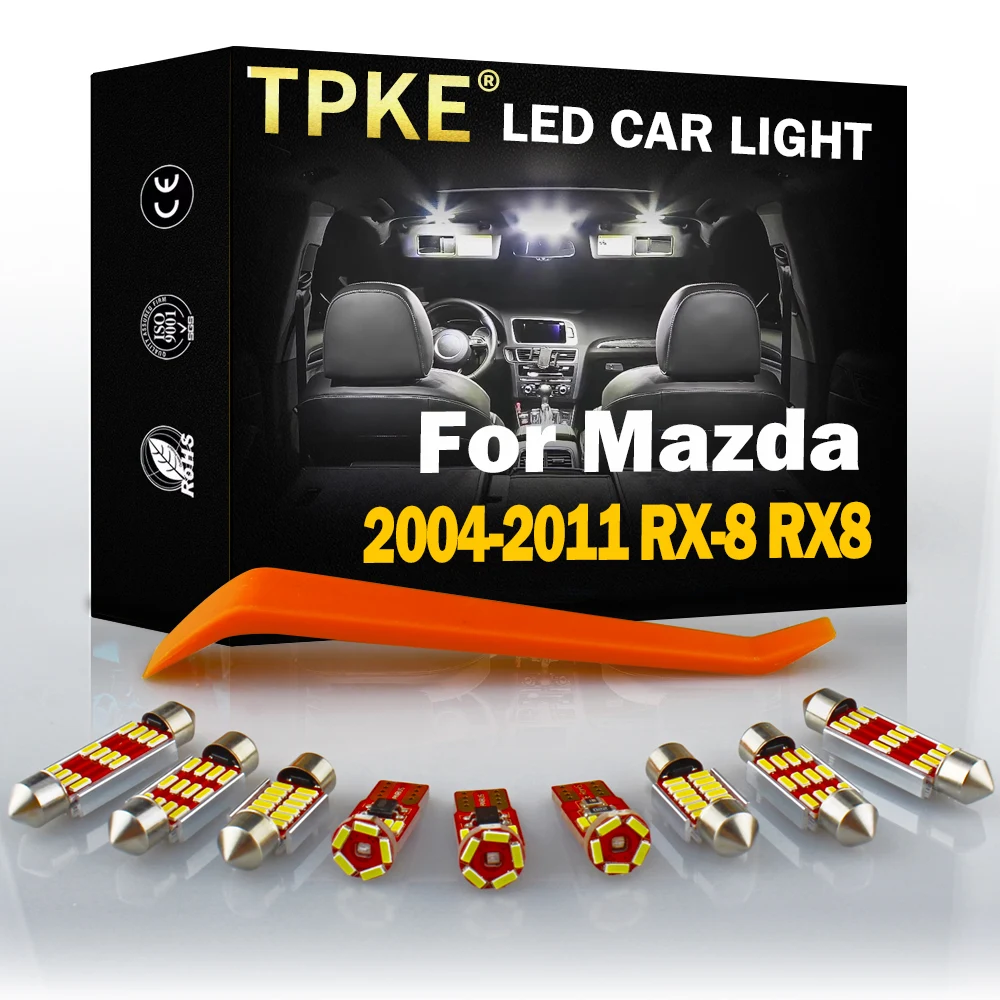 

TPKE 10Pcs White Auto LED Light Bulbs Interior Kit For 2004-2008 2009 2010 2011 Mazda RX-8 RX8 Map Dome Trunk License Plate Lamp