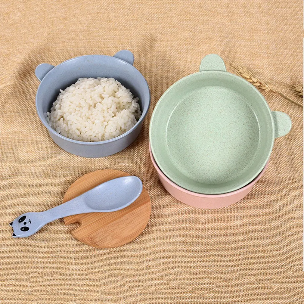 Милая Детская миска с мультяшным медведем и ложкой для риса контейнер хранения