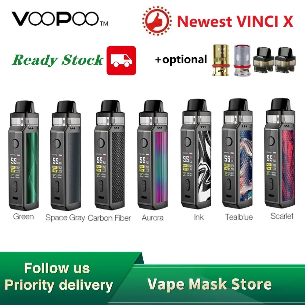 Горячая Распродажа, комплект VOOPOO VINCI X 70W Pod, система с двумя катушками, 0,96 дюймовый экран, питание от батареи 18650, комплект Vape vs Vinci Mod Kit