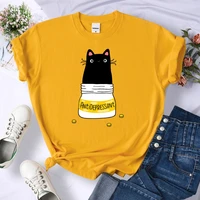 fur antidepressant cat printed t shirts women sweat brand tee clothes loose casual clothing pattern breathable t shirt womens