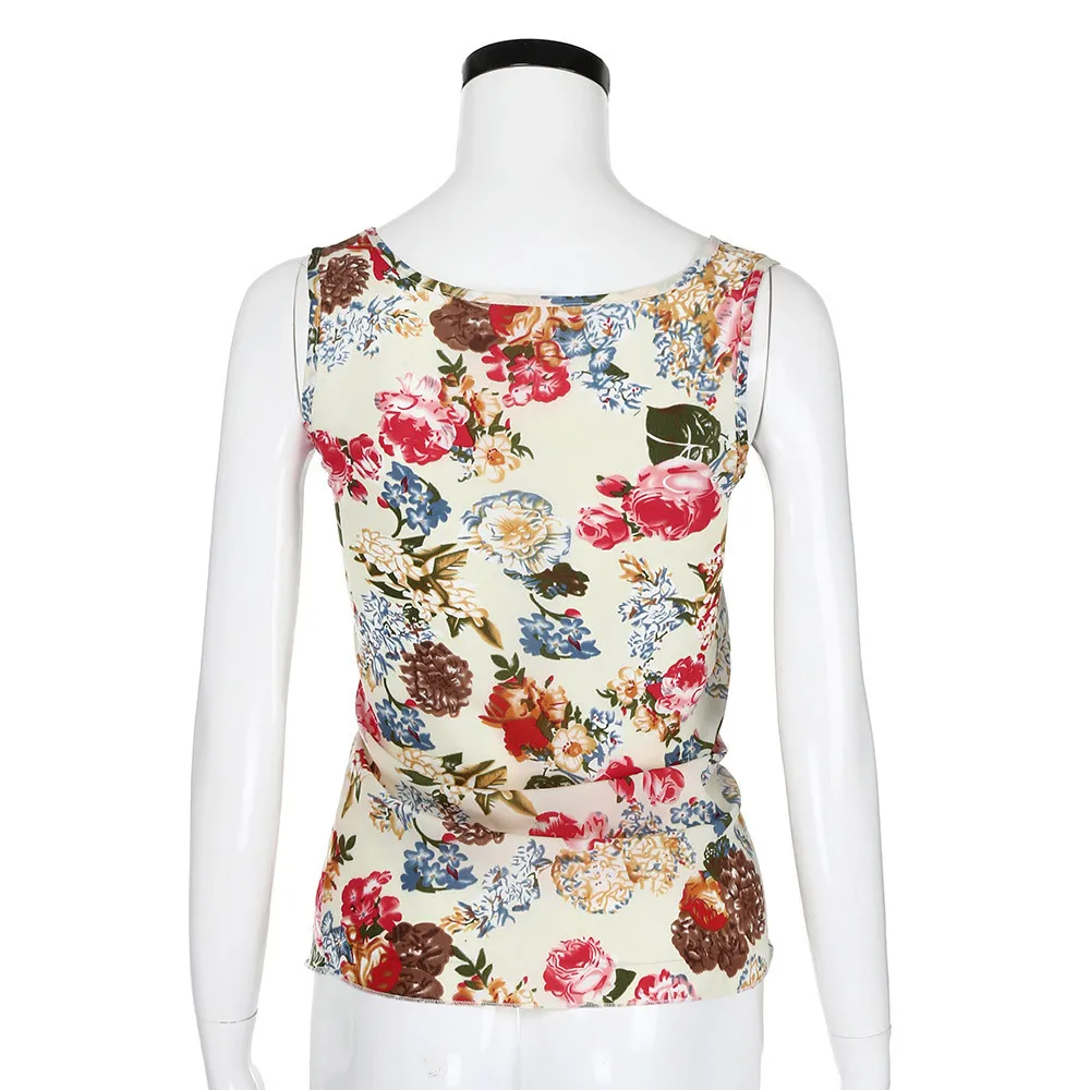 Женский жилет без рукавов с круглым вырезом шифоновый топ футболка блузка